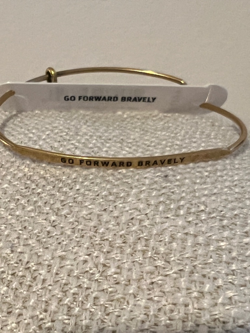 Gold Inspirational Bangle Bracelet - "Go Forward Bravely"